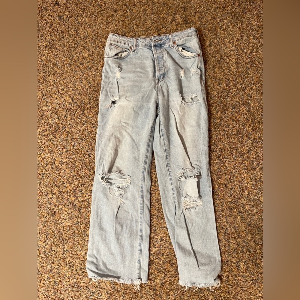 Distressed, light wash, baggy jeans